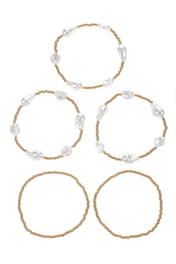 5-Piece Pearl & Beaded Bracelet Set