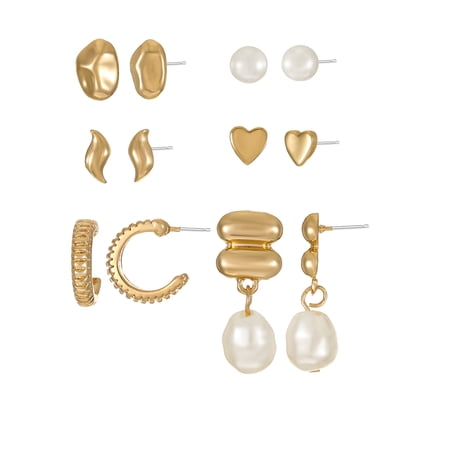 Time and Tru 6-Pair Everyday Gold Earring Set
