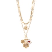 Ace Charm Layered Necklace Set Goldtone