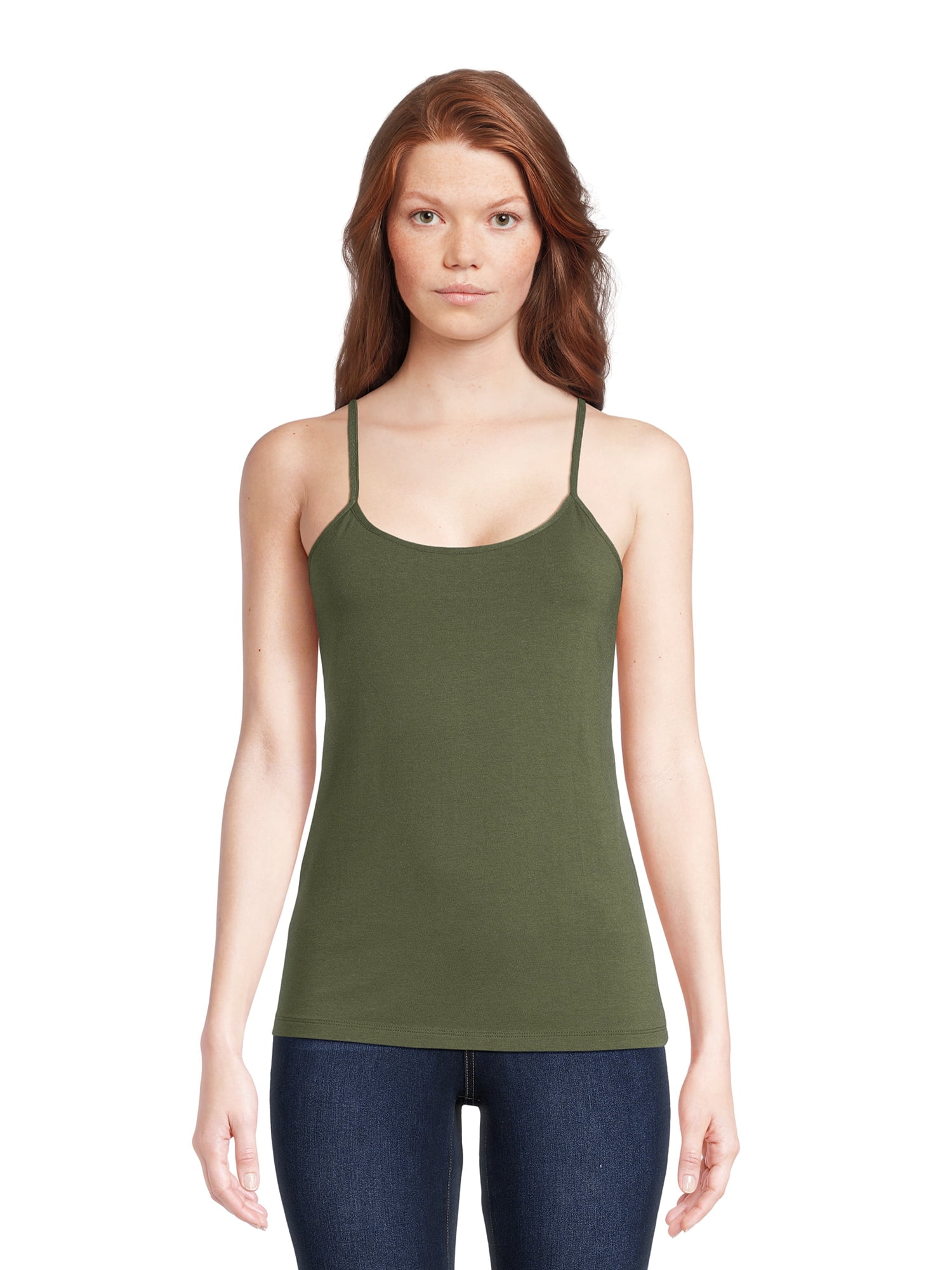 Time and Tru Women's Fitted Cami Top with Adjustable Spaghetti