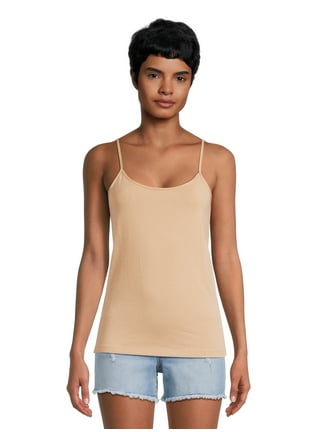 2 in 1 Built-in Shoulder Pad Shirts for Women Undershirts Body Shaper Tank  Top Vest Short Sleeves,Beige-Small