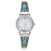 Time and Tru Adult Analog Watch in a Silvertone Round Case with Turquoise Band (WML2003WM1)