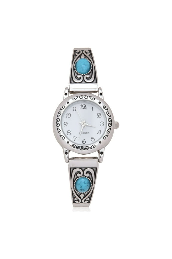 Adult Analog Watch in a Silvertone Round Case with Turquoise Band (WML2003WM1)