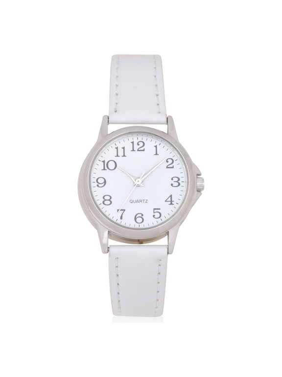 Adult Female Analog Watch in White PU Leather Strap (GEN606WM1)
