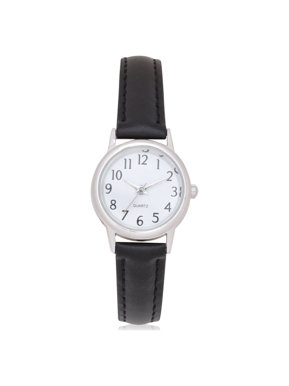 Adult Female Analog Watch with Black Strap and Round White Dial (GEN607WM1)