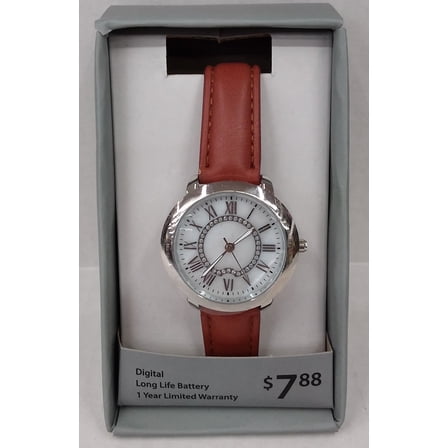 Adult Female Analog Watch with Mother of Pearl Dial and Brown Strap - 4012WML