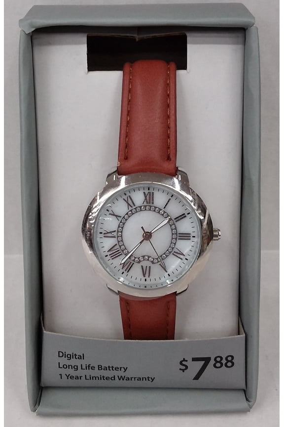 Adult Female Analog Watch with Mother of Pearl Dial and Brown Strap - 4012WML
