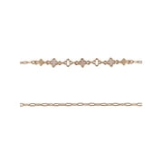Time and Tru Adult Female Gold-Tone Pearlized Resin Clover Shape 3pc Chain Bracelet Set