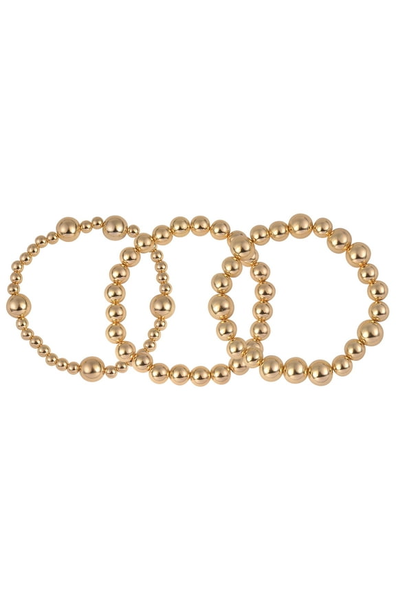 Adult Female Gold-Tone Textured Cast 3pc Stretch Bracelet Set