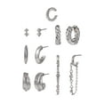 thumbnail image 1 of Time and Tru Adult Female Silver-Tone Crystal Stone Cable Chain Dangle and Textured Hoop Multi Stacker Earring Set, 1 of 6