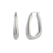 Time and Tru Adult Female Silver-Tone Rectangular Hoop Click-It Earring