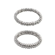 Time and Tru Adult Female Silver-Tone Textured Cast 2pc Stretch Bracelet Set