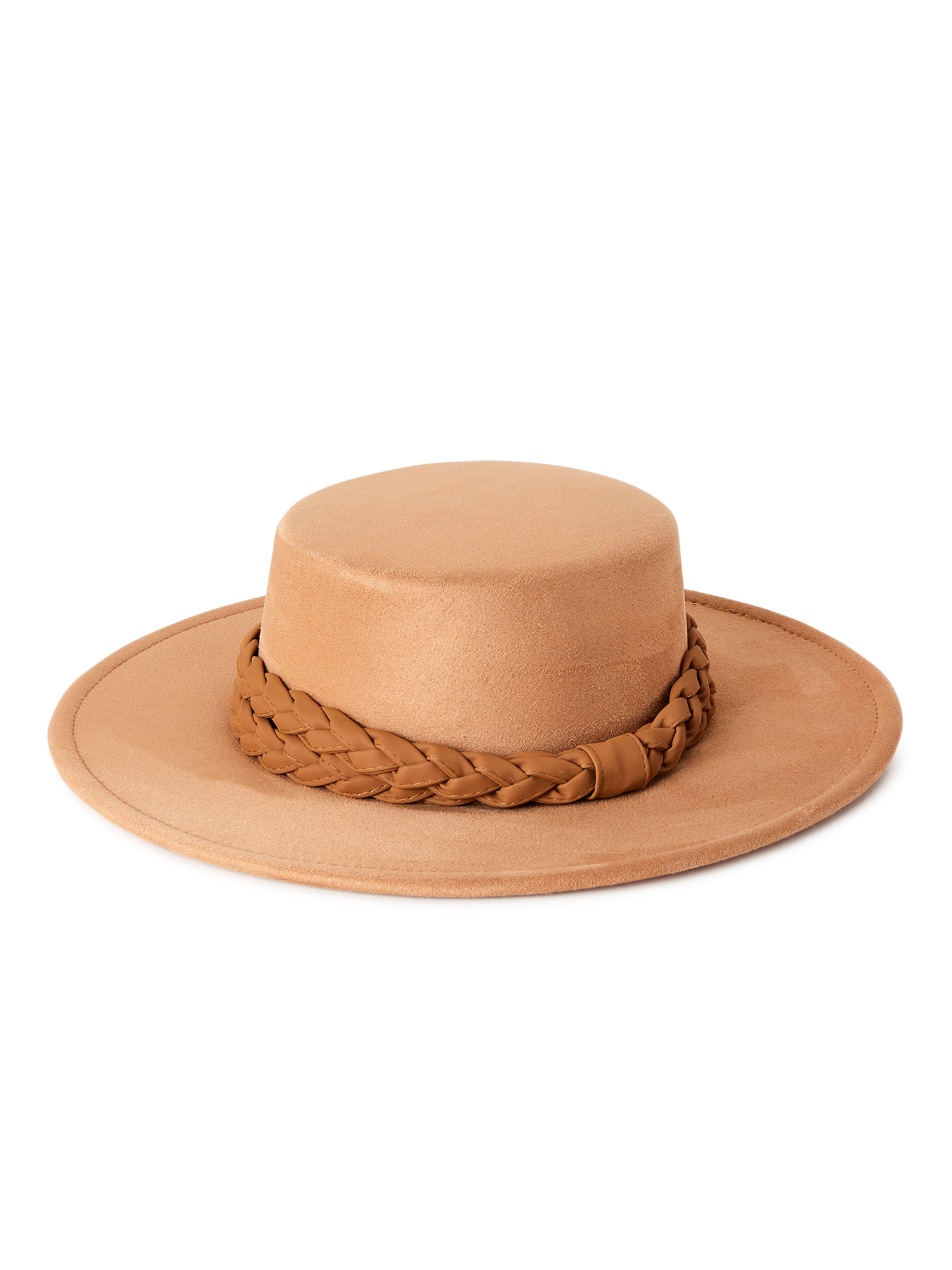 Time and Tru Adult Women's Boater Hat with Braided Trim - image 1 of 3