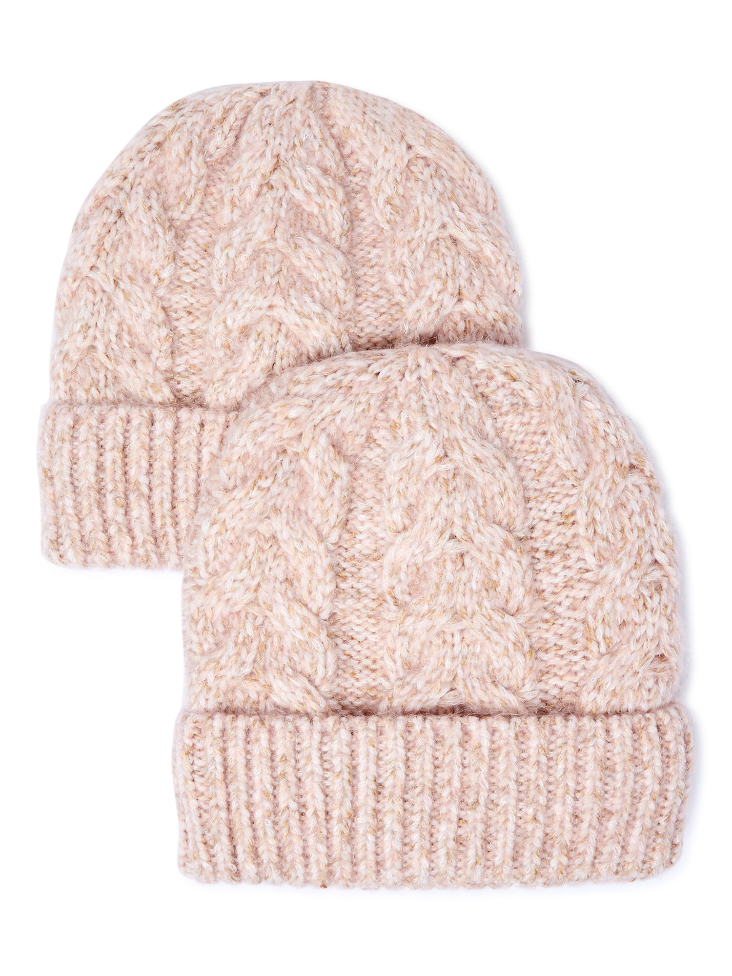 Time and Tru Adult Women's Cable Knit Beanie Set, 2 Piece