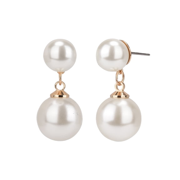 Time and Tru Adult Women's Gold Tone Faux Pearl Drop Metal Earring