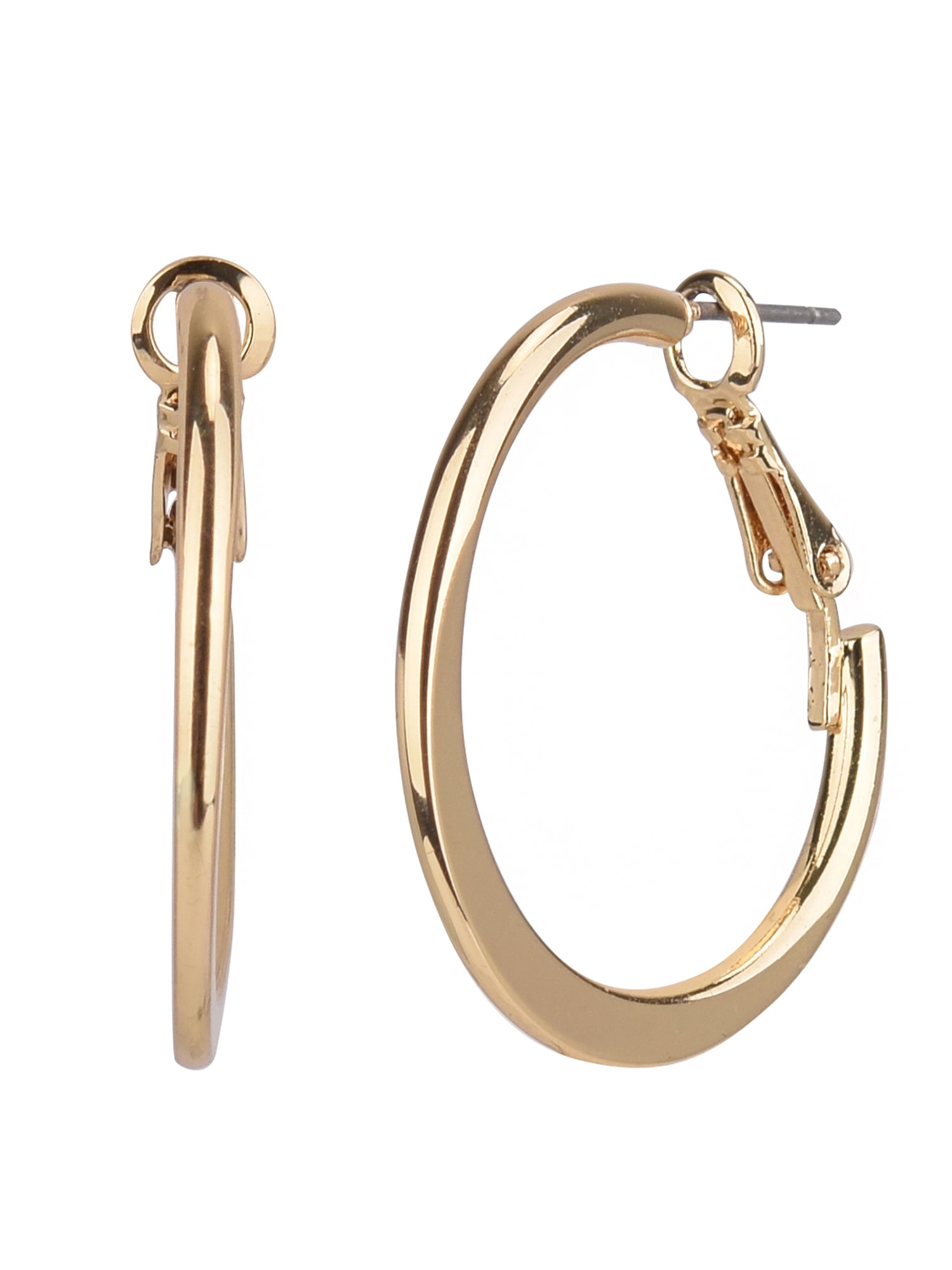 TIME AND TRU Adult Women's Gold Tone Flat Metal Hoop Earring
