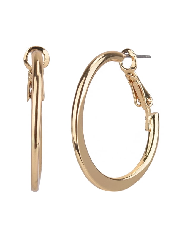 Adult Women's Gold Tone Flat Metal Hoop Earring
