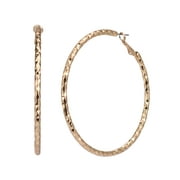 Time and Tru Adult Womens Gold Tone Textured Metal Hoop Earring