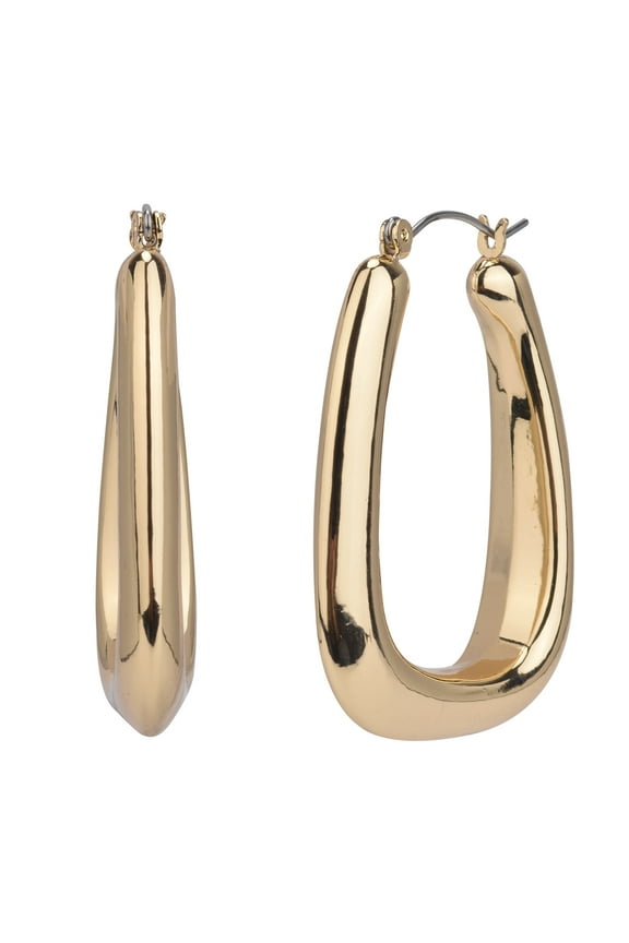 Adult Women's Gold Tone Wide Click Top Metal Hoop Earring