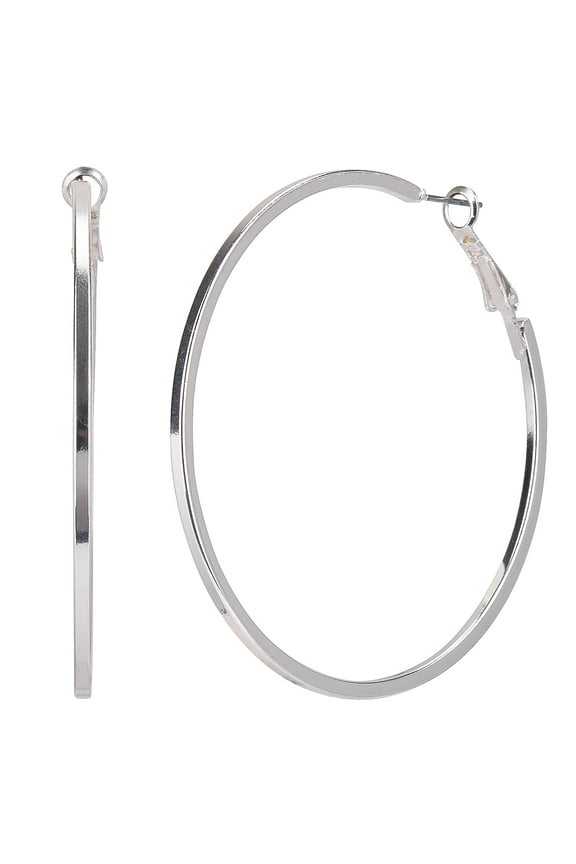 Adult Women's Gold Tone Wide Click Top Metal Hoop Earring