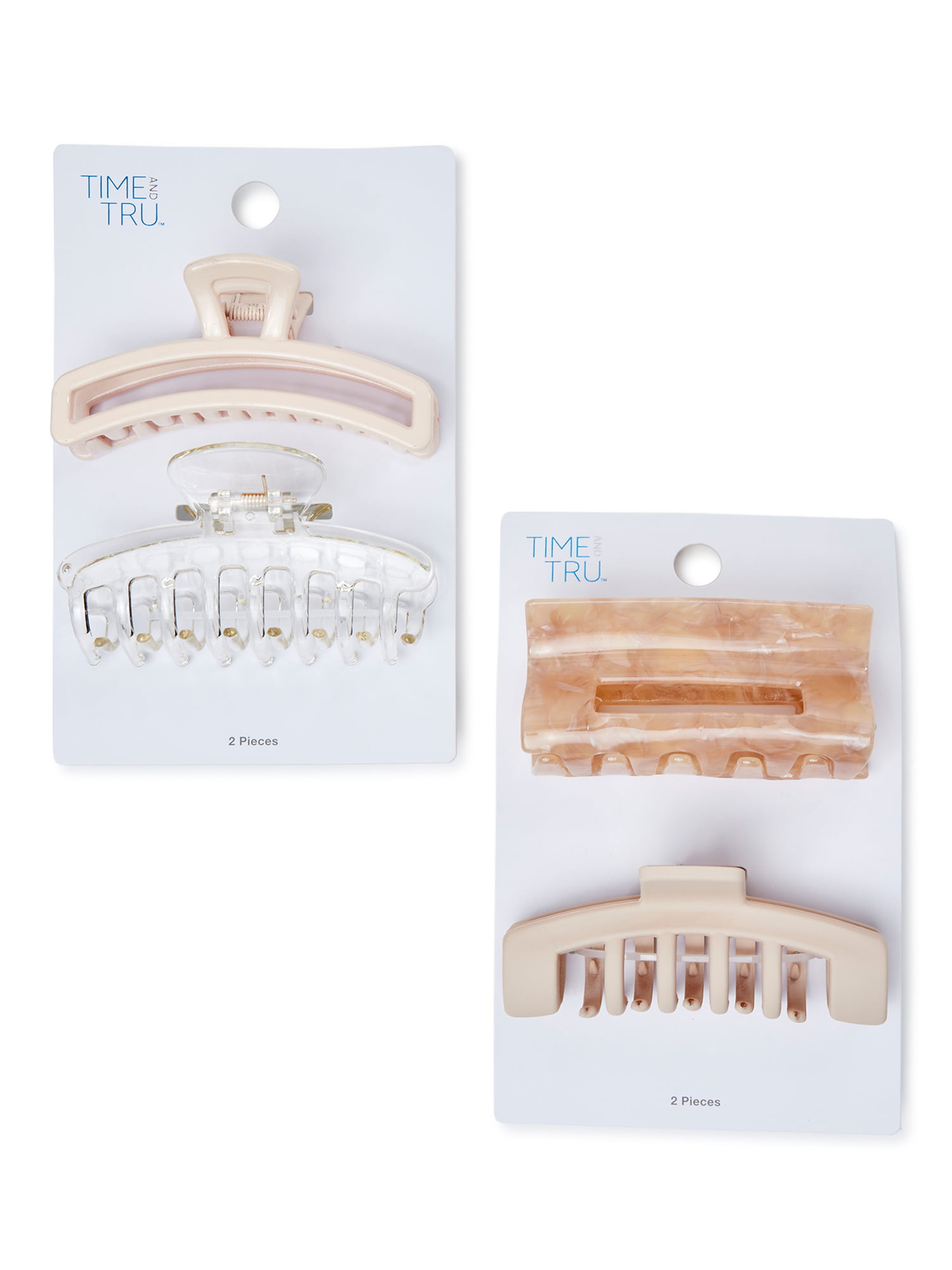 Time and Tru Adult Women's Ivory Claw Hair Clips, 4-Pack