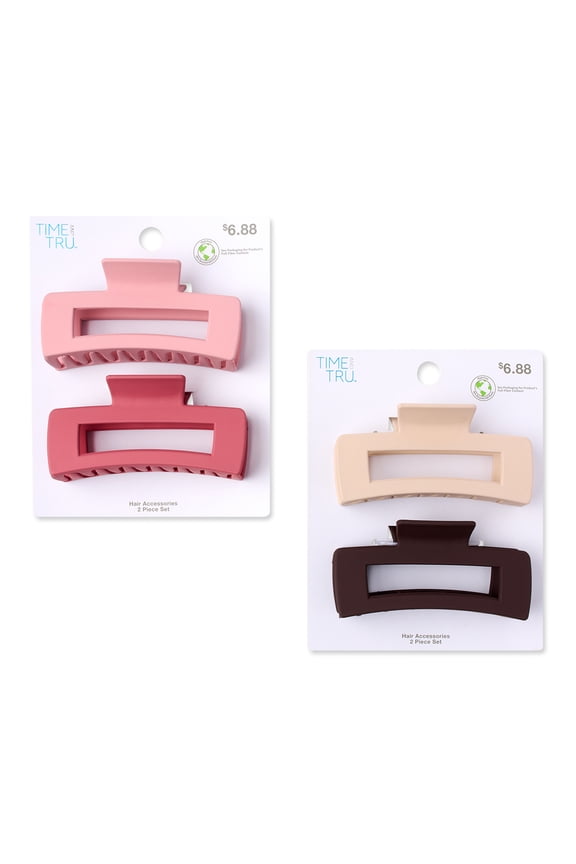 Adult Women's Pink/Brown Claw Hair Clips, 4-Pack