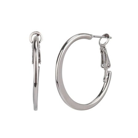 Time and Tru Adult Women's Silver Tone Knife Edge Metal Hoop Earring