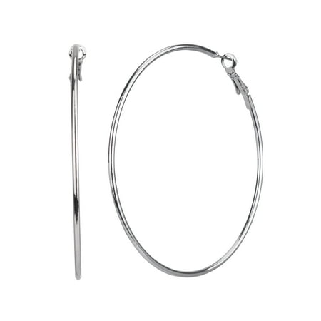 Time and Tru Adult Women's Silver Tone Large Metal Hoop Earring