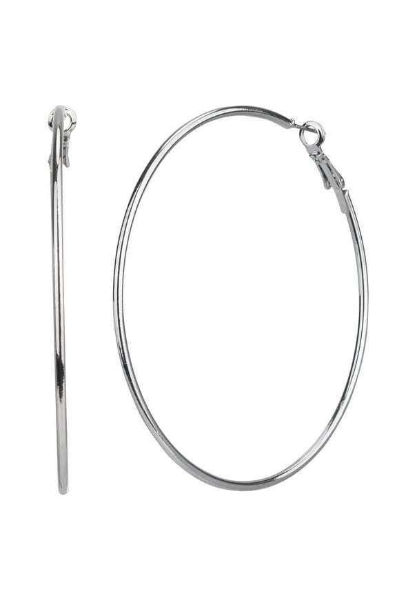 Adult Women's Silver Tone Large Metal Hoop Earring