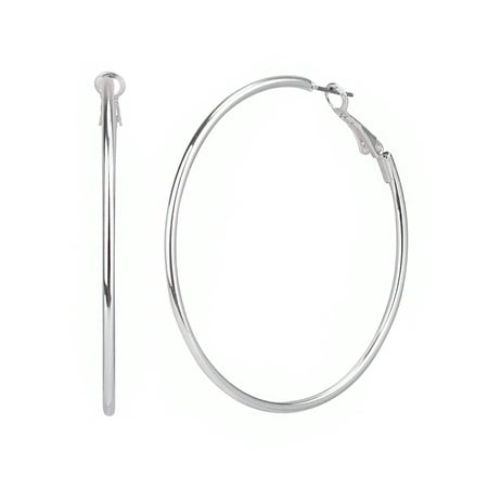 Time and Tru Adult Women's Silver Tone Large Metal Hoop Earring