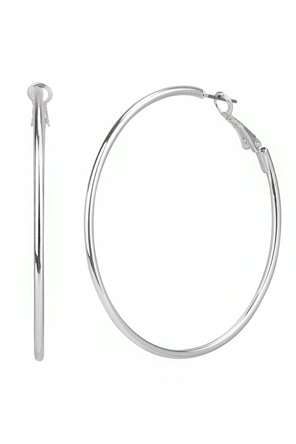 Adult Women's Silver Tone Large Metal Hoop Earring