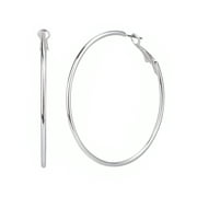 Time and Tru Adult Womens Silver Tone Large Metal Hoop Earring