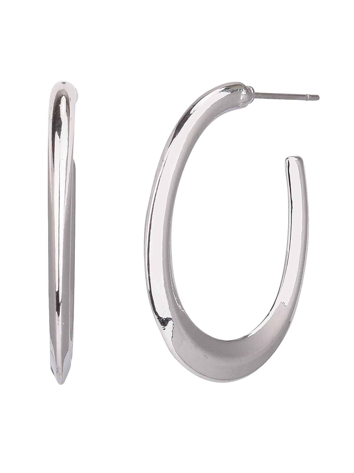 Time and Tru Silver Tone Metal Hoop Earrings for Women