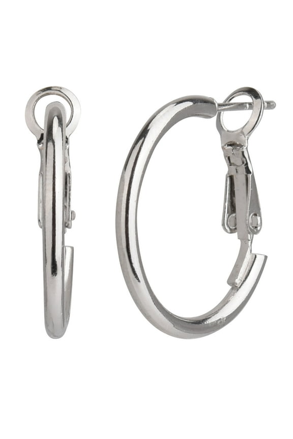 Adult Women's Silver Tone Small Metal Hoop Earring