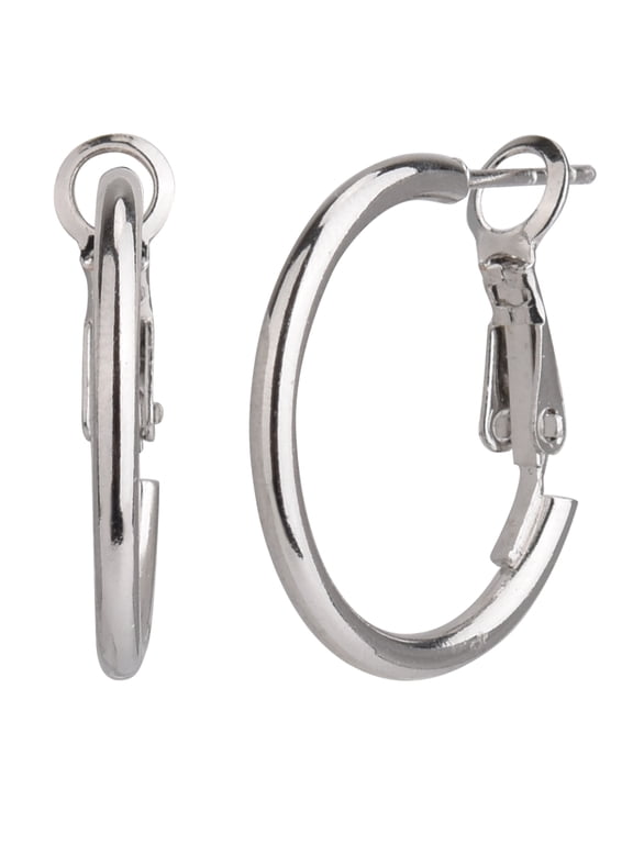 Adult Women's Silver Tone Small Metal Hoop Earring
