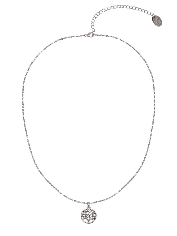Adult Women's Silver Tone Tree of Life Crystal Metal Pendant Necklace