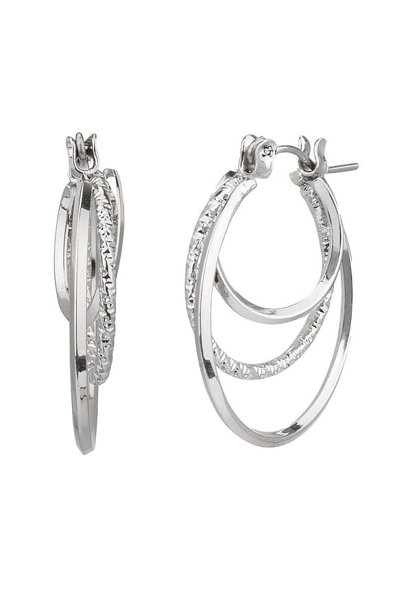Adult Women's Silver Tone Twist Metal Hoop Earring