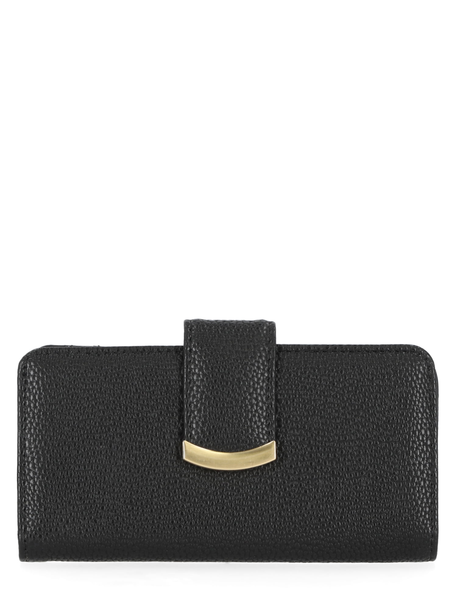 Time and Tru Women's Alexandra Slim Tab Wallet, Solid Black