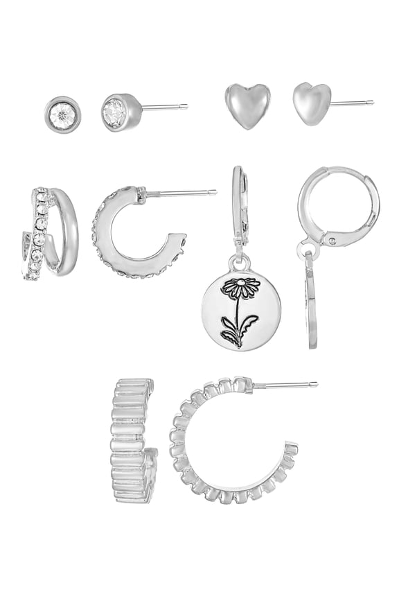 April Daisy Earring Pack Silvertone