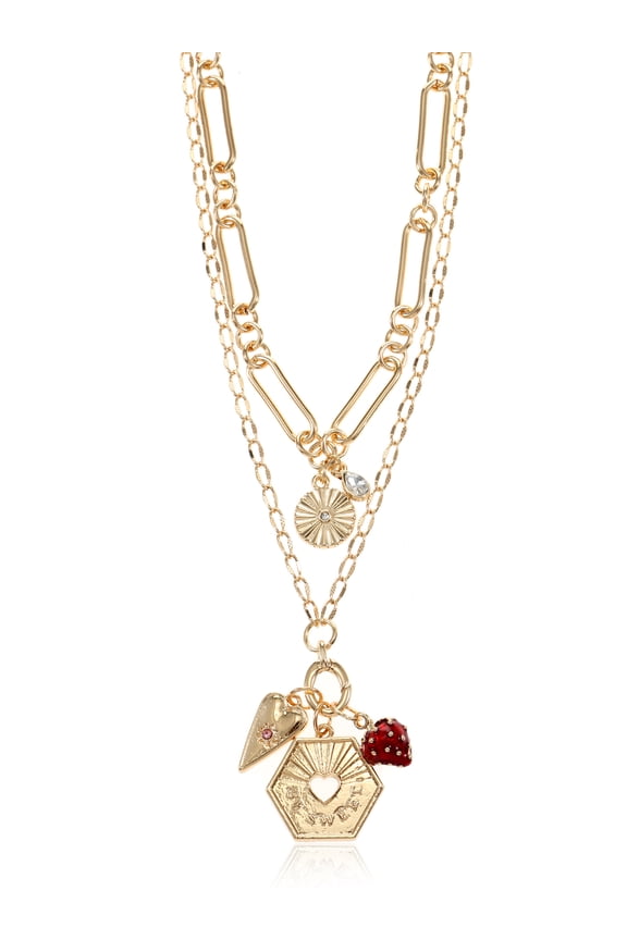 Be Sweet Charm Necklace Set Goldtone