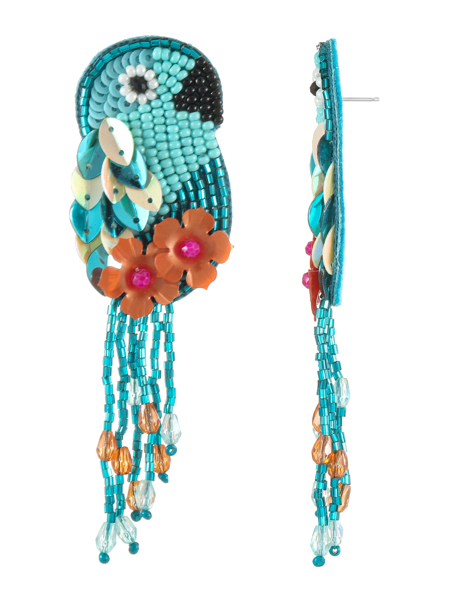Time and Tru Beaded Parrot Earring, Multicolored, 1 Pair