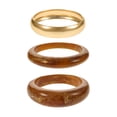 thumbnail image 1 of Time and Tru Women's Bangle Bracelet Set, 3 Piece, Gold-Tone and Brown, 1 of 4