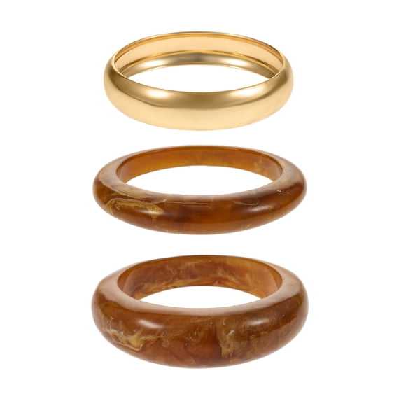 Time and Tru Women's Bangle Bracelet Set, 3 Piece, Gold-Tone and Brown