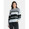 thumbnail image 1 of Time and Tru Women’s Brushed Stripe Sweater, Midweight, Sizes XS-XXXL, 1 of 5