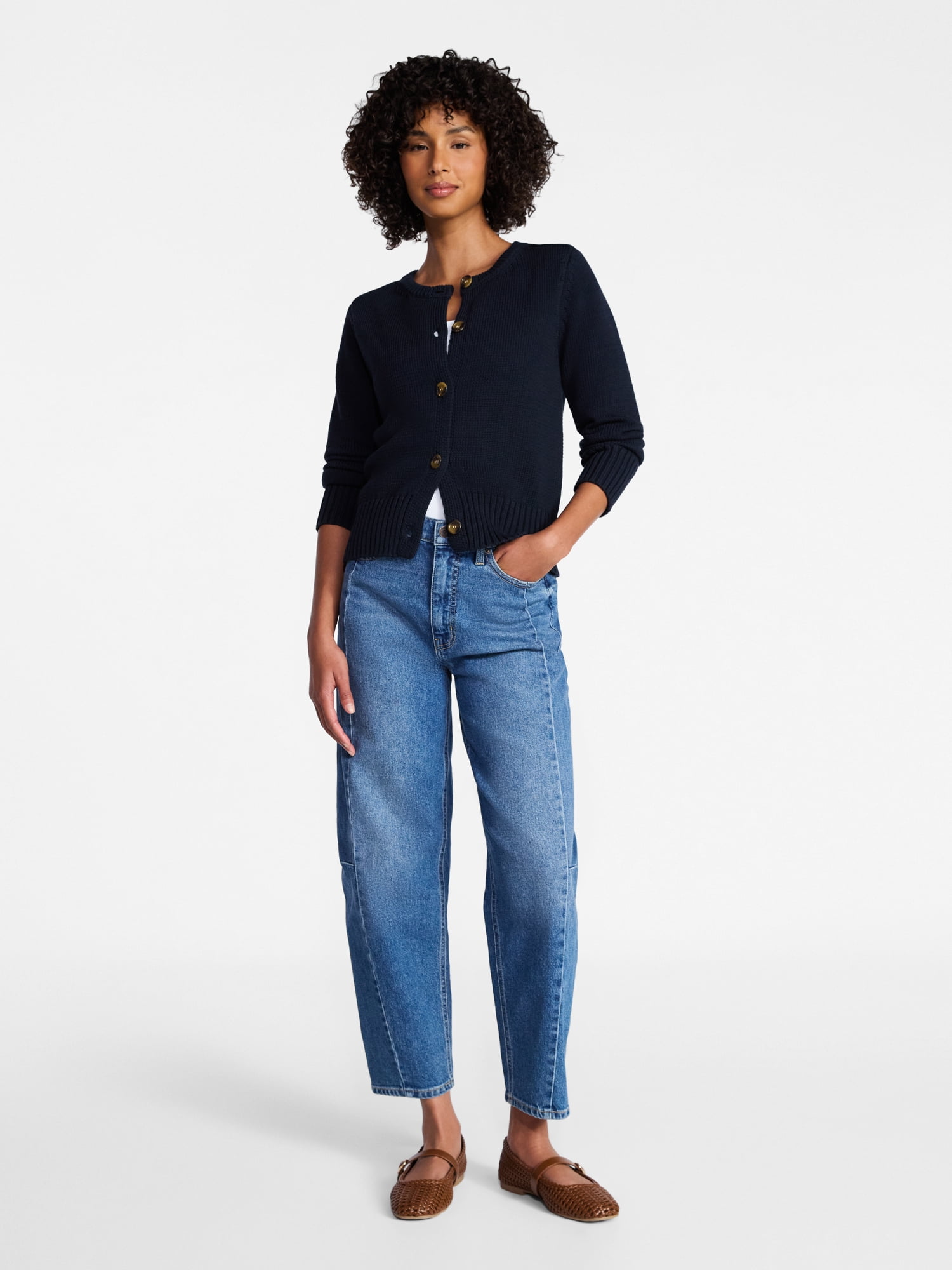 Time and Tru Women's Button Front Cardigan Sweater, Midweight, Sizes XS-XXXL