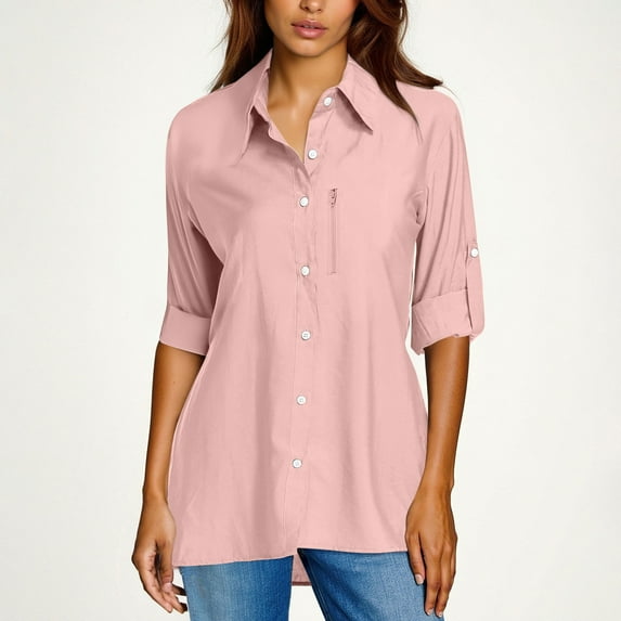 Time and Tru CaComMARK PI Women's UPF 50 Long Sleeve Sun Protection Shirts Quick Dry Outdoor Fishing Hiking Travel Shirt Pink XL(XL)