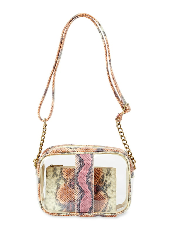 Time and Tru Clear Camera Crossbody with Pouch Snake