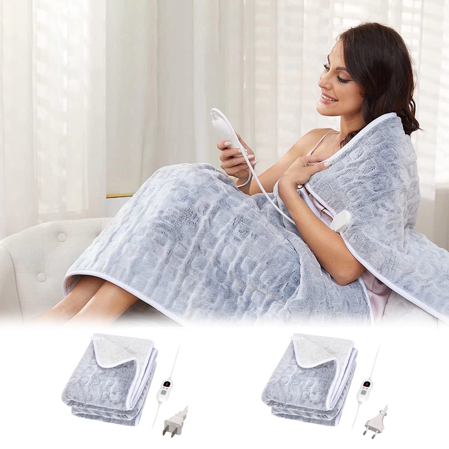 Time and Tru Cozy Soft Flannel Electric Heated Winter Blanket Blanket
