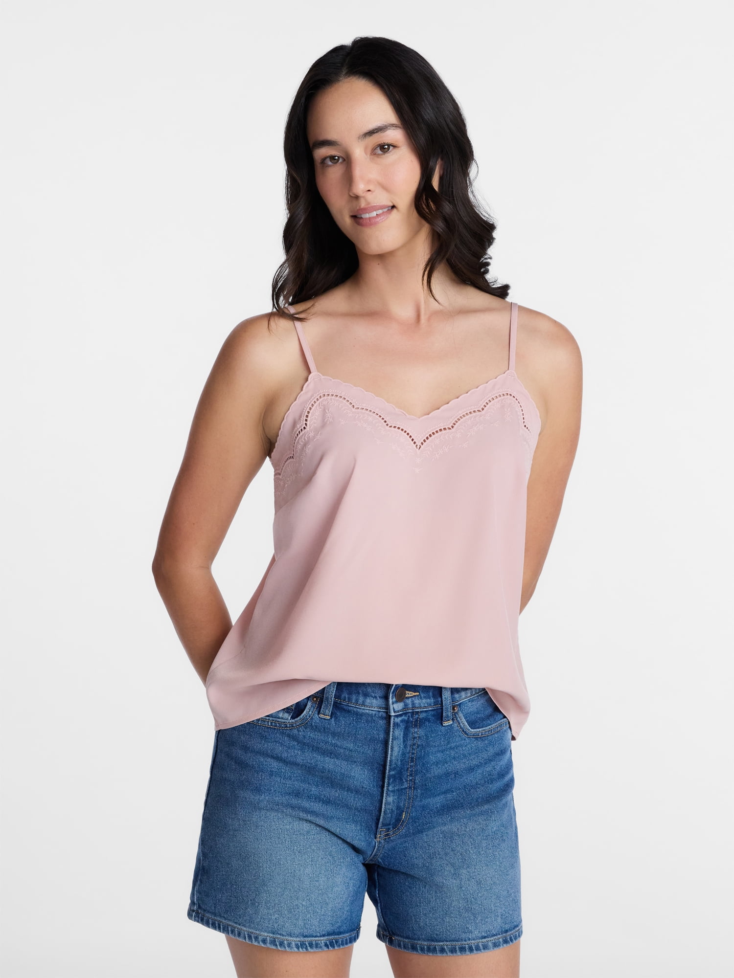 Time and Tru Embroidered Cami, Size XS-XXXL - Walmart.com