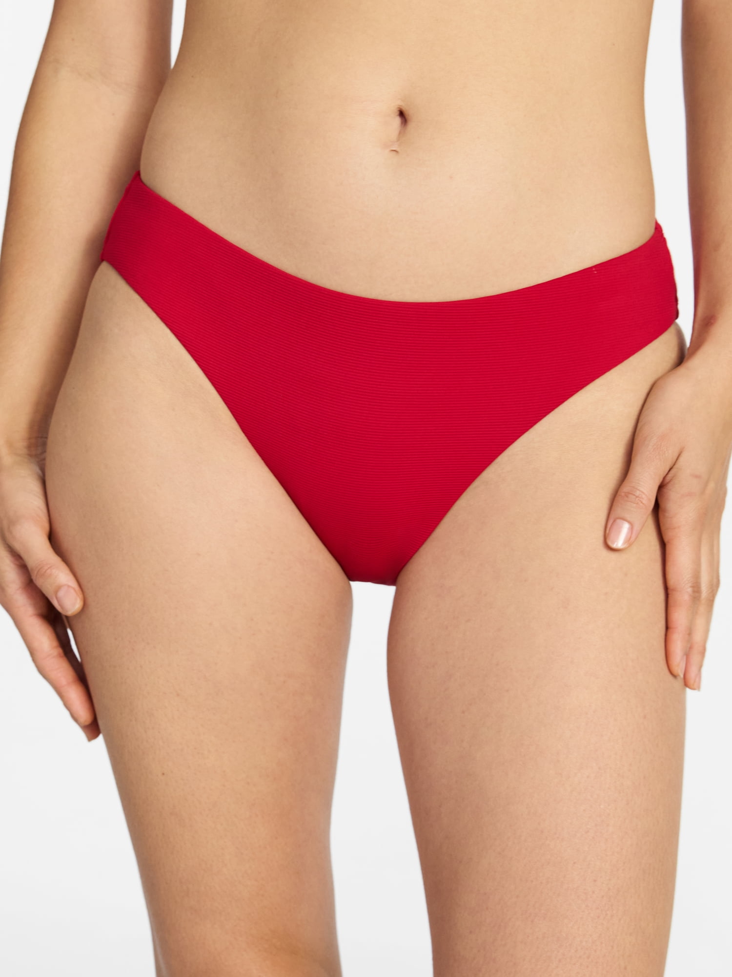 Time and Tru Women's Ribbed Low Rise Bikini Bottoms, Sizes XS-3X